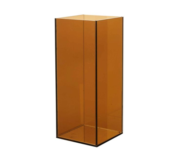 10.25”H X 4.5” X 4.5” AMBER GLASS FOREVER CANDLE REFLECTION MYRIAD CANDLE HOLDER VASE