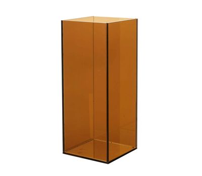 10.25”H X 4.5” X 4.5” AMBER GLASS FOREVER CANDLE REFLECTION MYRIAD CANDLE HOLDER VASE