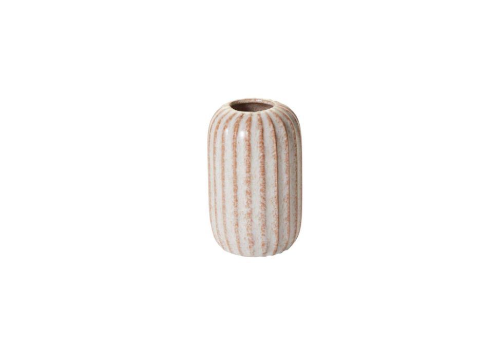 5.25”H X 3.25” OFF-WHITE CERAMIC FAULT LINE VASE
