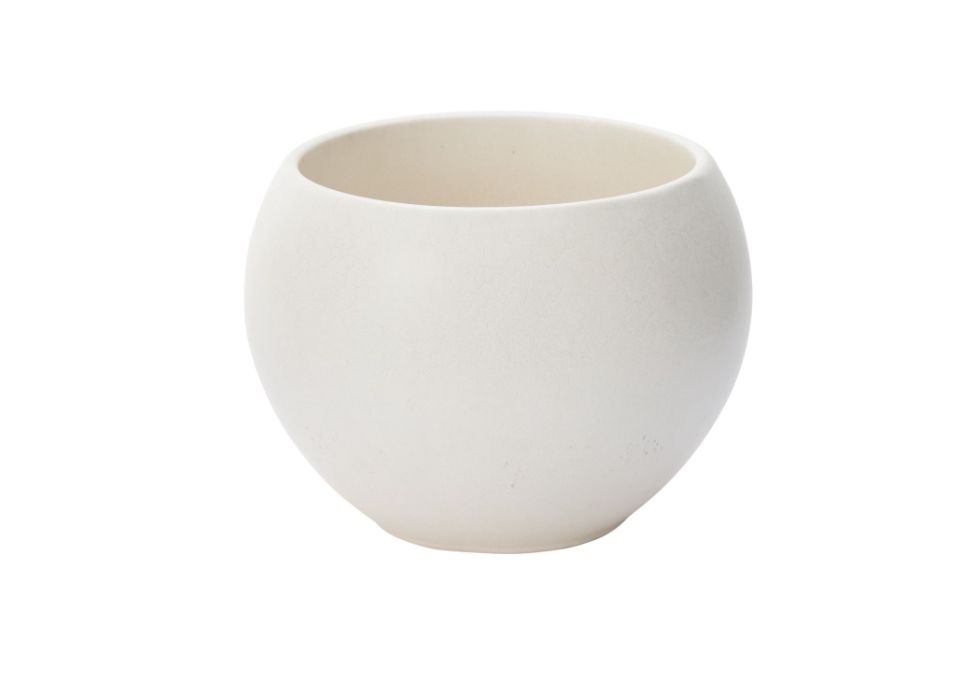 7.75”H X 10.5” WHITE CERMIC BUBBLE BOWL MAYU POT