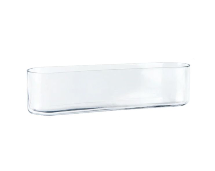 4”H X 16.5”LONG X 4” LONG AND GLOW GLASS RECTANGLE WITH OVAL CORNERS