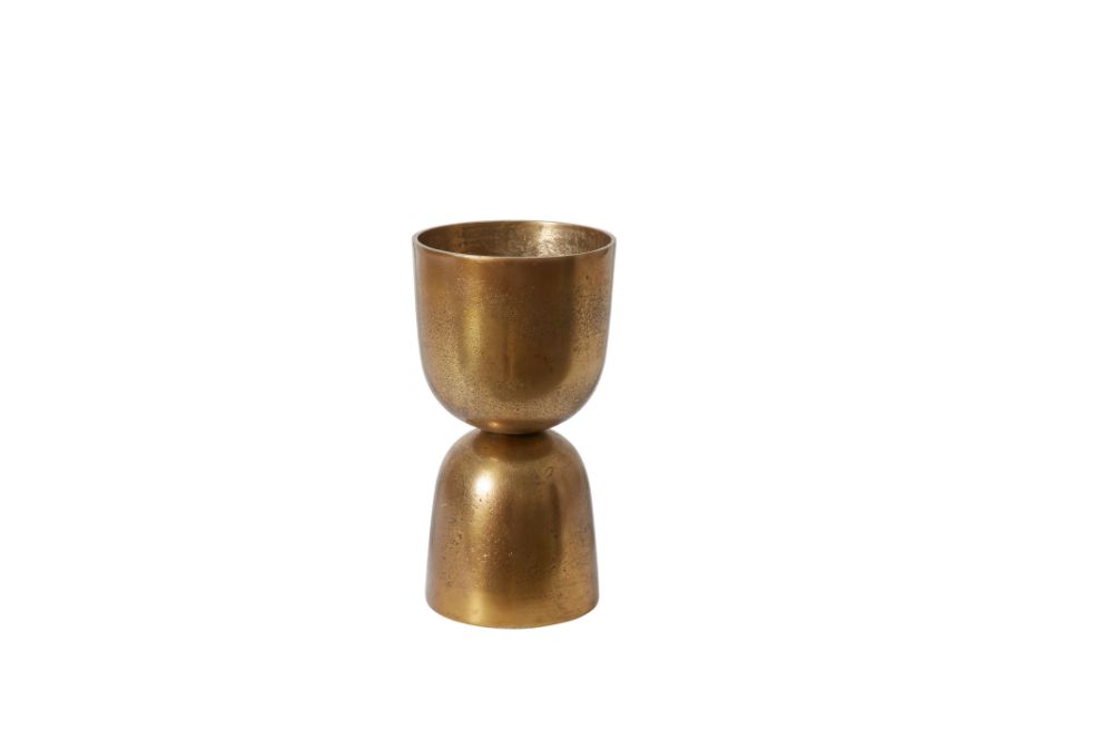 14.75”H X 7.75” GOLD METAL LUMOS FOOTED URN