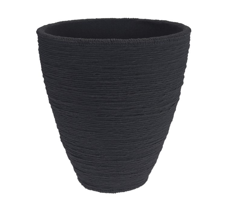 16"h x 15.5" BLACK RIBBED FLOWER PLASTIC POT, REG $59.99, 40% OFF