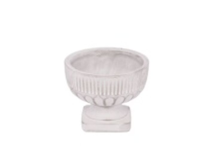 3.75”H X 4.75” WHITE WASH TERRACOTTA COMPOTE/PEDESTAL