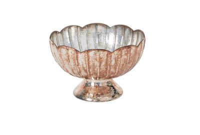 6.5”H X 10” GLASS ANTIQUE ENID COMPOTE