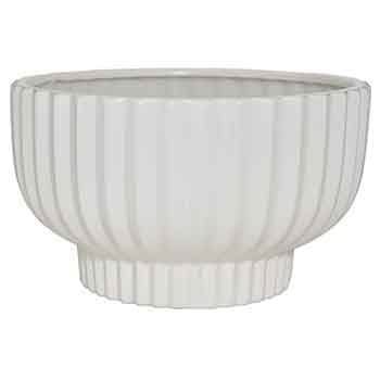 5.25”H X 8” WHITE CERAMIC COMPOTE VASE