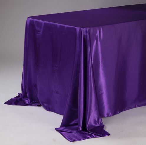 90" x 132" PURPLE RECTANGLE SATIN TABLE CLOTH 1PC PER PACK