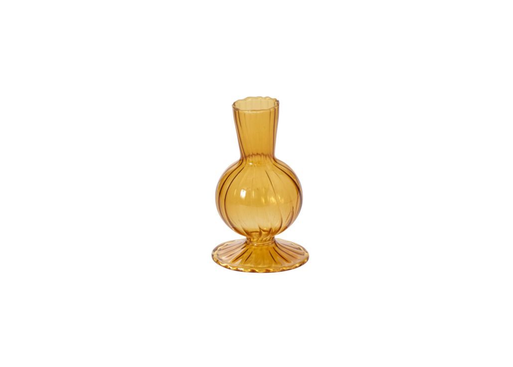 4.5"H X 3" AMBER GLASS BOUTIQUE BUDVASE