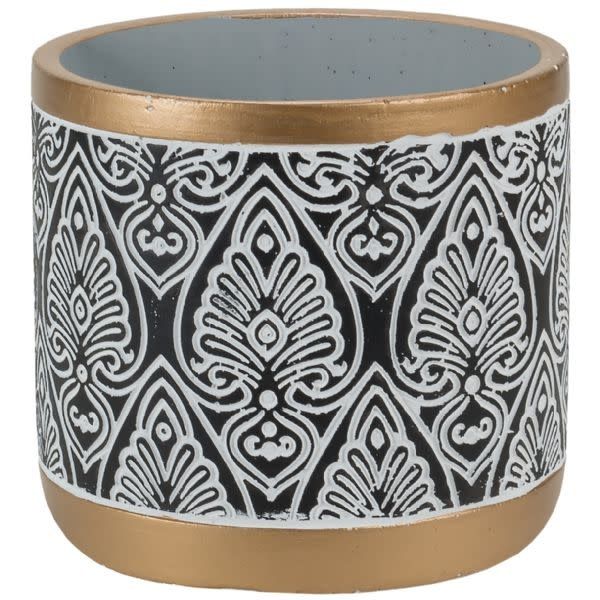 4.75" ROUND BLACKW GOLD RIM, CEMENT