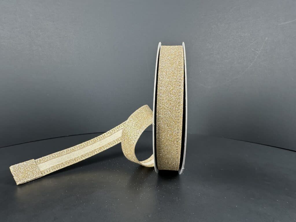 5/8" X 10 YDSGOLD WIRED GLITTER RIBBON