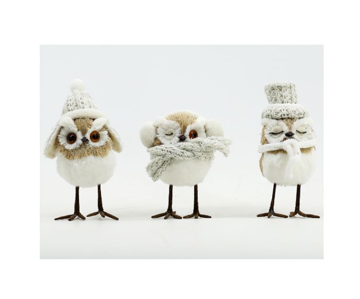 6.25”H X 4” X 4” CHRISTMAS SNOWL OWLS, reg $9.99