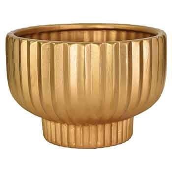 4.75”H X 6.25” GOLD CERAMIC COMPOTE VASE