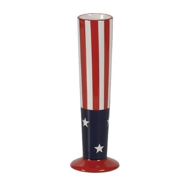 8.75”H X 2” CERAMIC AMERICAN FLAG VASE