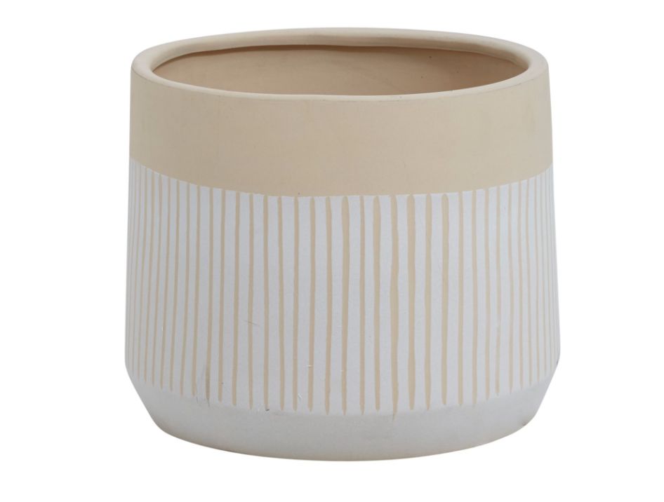 40% off was $170 now $101.99. 15.5”H X 19” WHITE/TAN CERAMIC AVELINE POT
