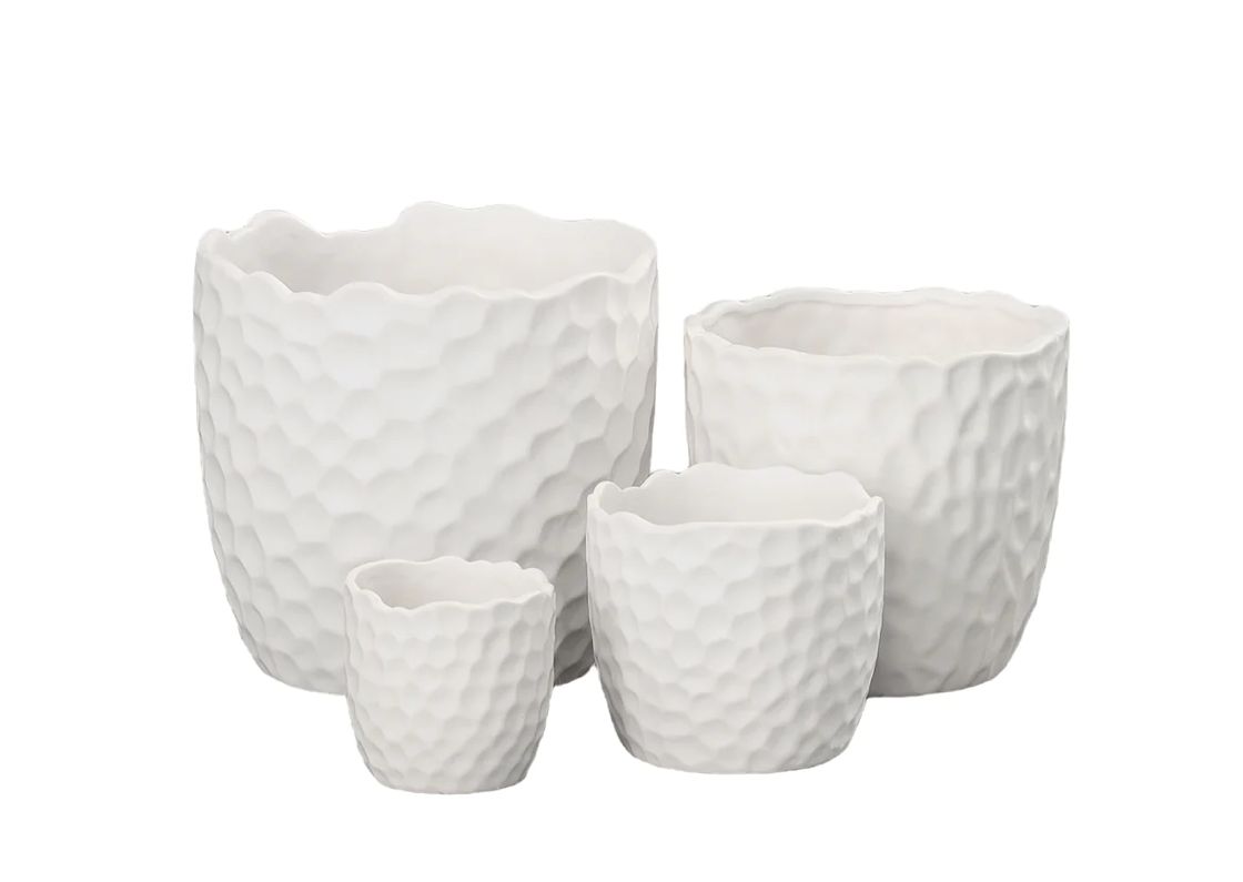 50% off was $7 now $3.49. 2.75”H X 3” MATTE WHITE SMALL CERAMIC HAMMERED TAPERED CYLINDER