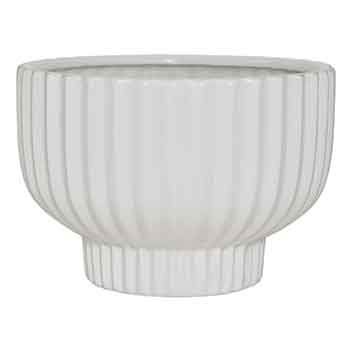 4.75”H X 6.25” WHITE CERAMIC COMPOTE VASE