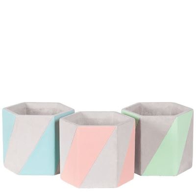 40% off was $7 now $4.19. 5”H X 4.75” HEXAGON CEMENT CORAL STRIPES