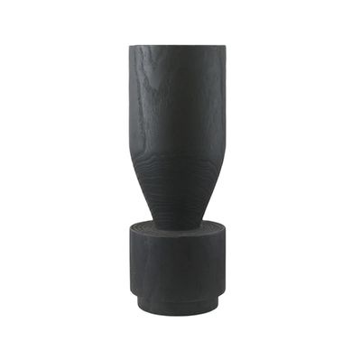 15.75”H X 5.5” BLACK WOOD POT VASE
