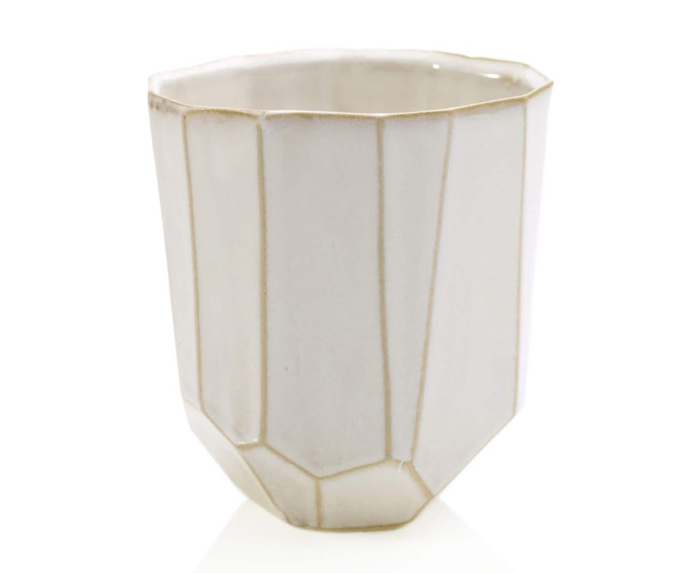 5.75”H X 5.25” GLOSSY WHITE CERAMIC RENEW VASE