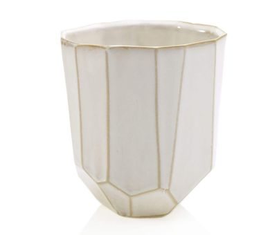 5.75”H X 5.25” GLOSSY WHITE CERAMIC RENEW VASE