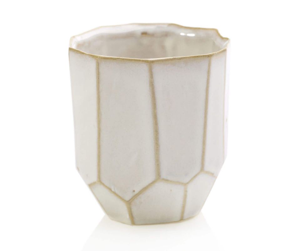 4.25”H X 4” GLOSSY WHITE CERAMIC RENEW VASE