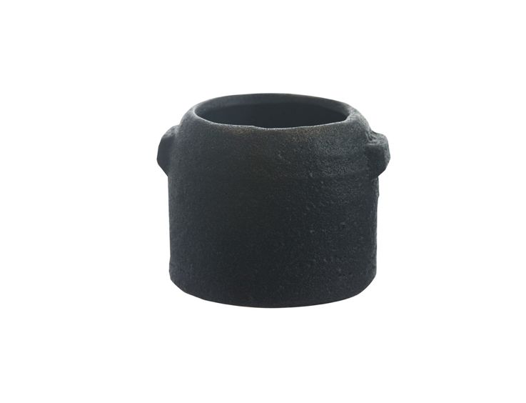 2.75”H X 4” BLACK ZINTO LOW AND WIDE CERAMIC PLANTER WITH SMALL HANDLE