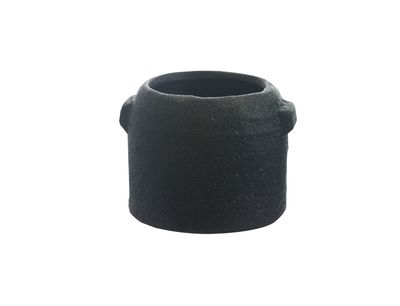 2.75”H X 4” BLACK ZINTO LOW AND WIDE CERAMIC PLANTER WITH SMALL HANDLE