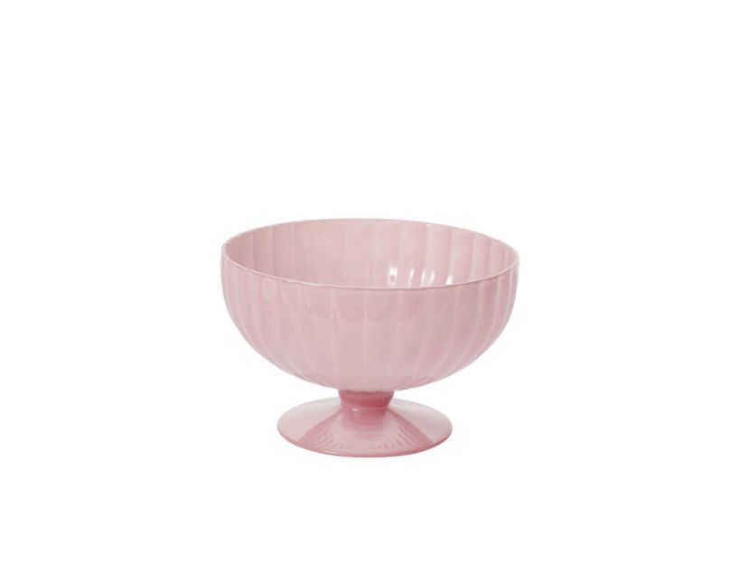 5”H X 7.75” PINK GLASS KYANDI COMPOTE