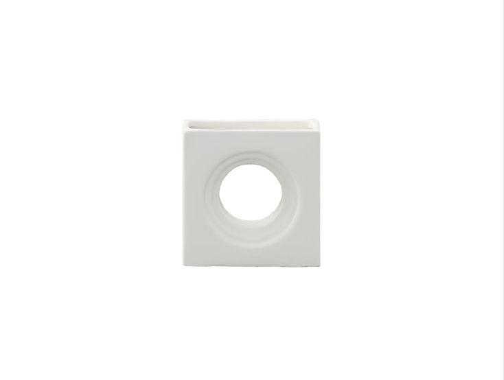 50% off was $11 now $5.50. 5.25”H X 5.25”L X 2.25”W MATTE WHITE Ceramic Rectangle Vase with Top Opening and Middle Archway Stair Hole