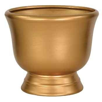 6.75”H X 8” GOLD CERAMIC COMPOTE VASE/POT