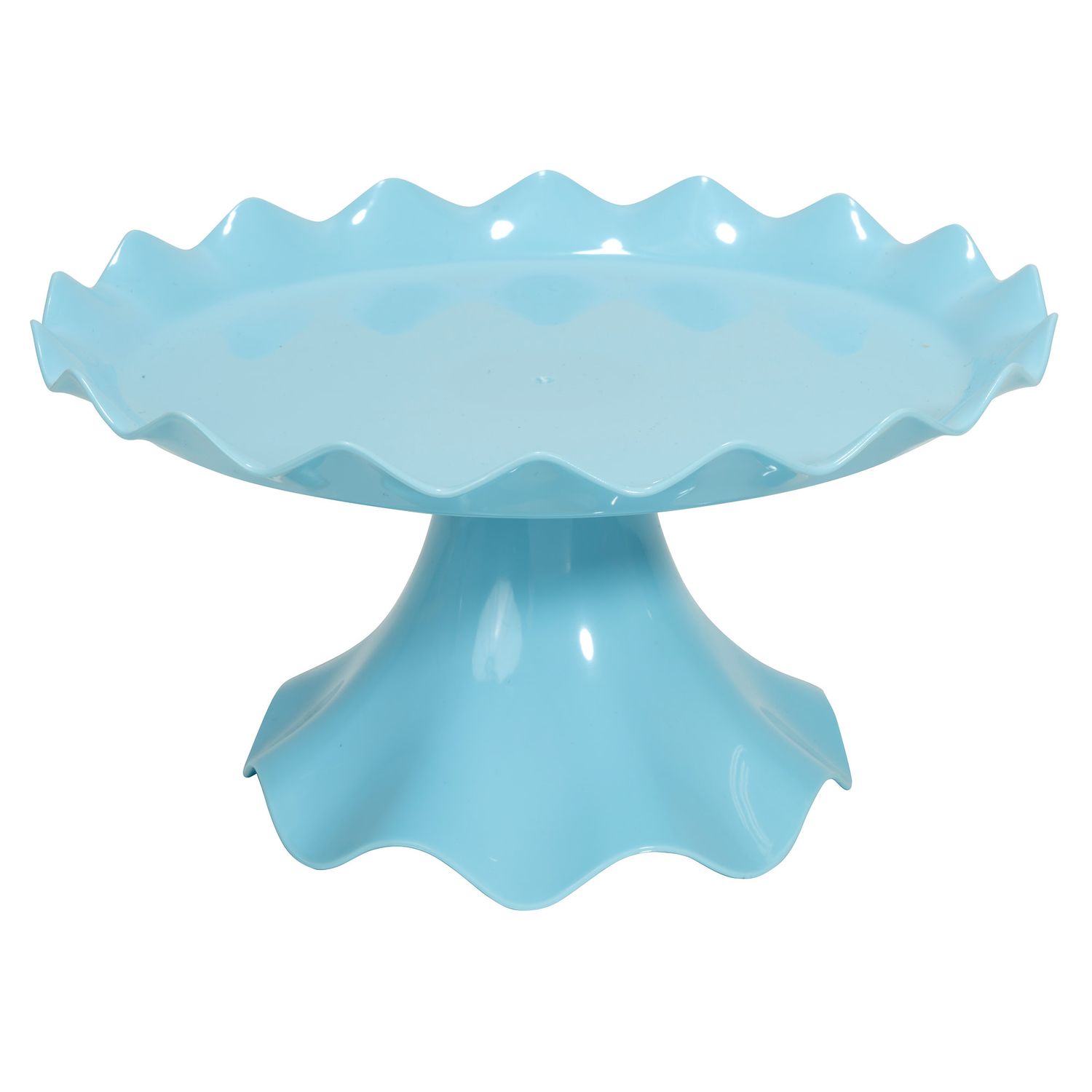 9½" x 5¼" PLASTIC RUFFLE EDGE TREAT STAND - BLUE