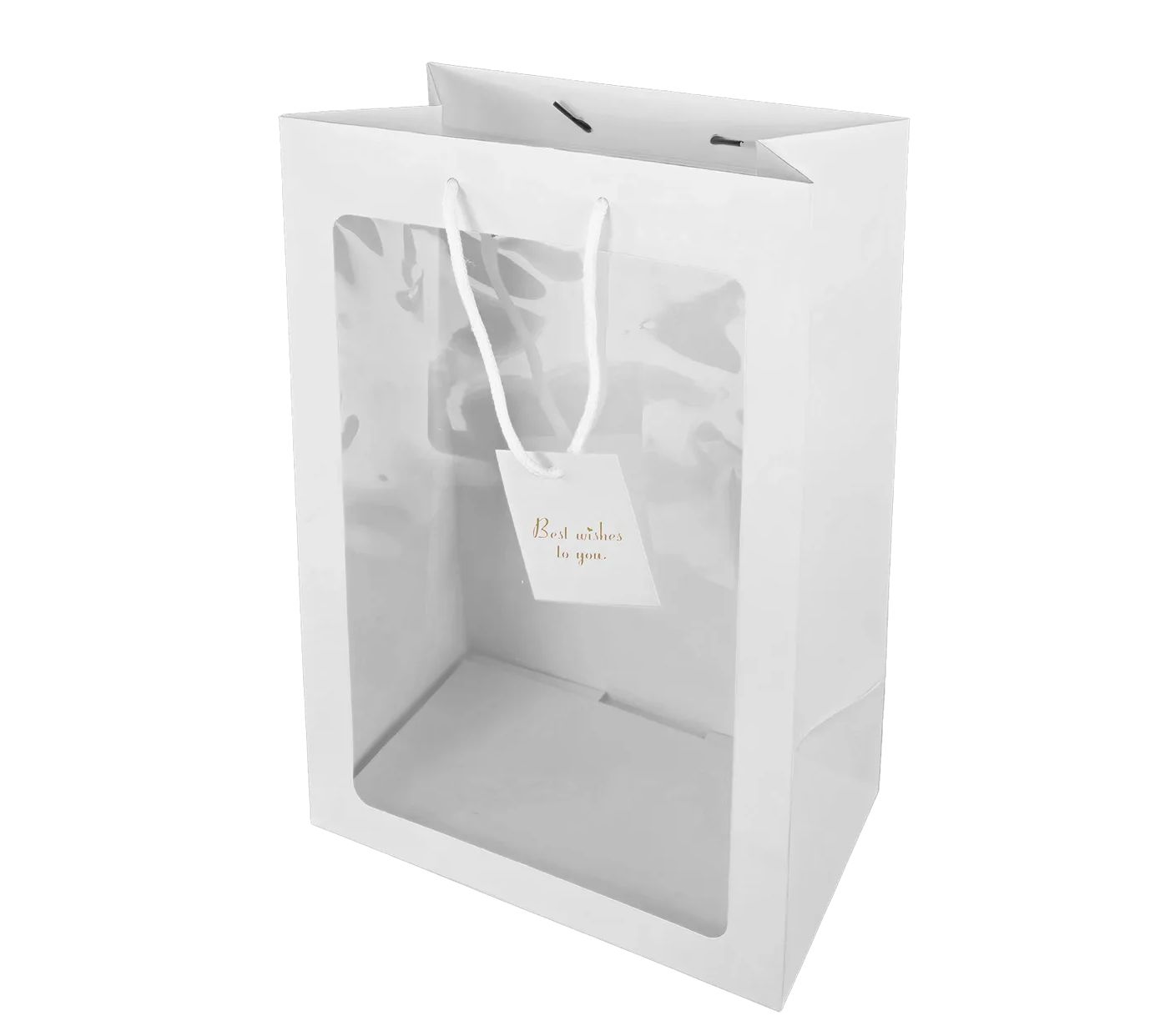 10" x 6" x 14" WHITE GIFT BAG WITH CLEAR PANEL