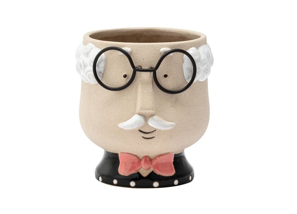 GLASSES AND BOW TIE HEAD PLANTER 3.75"LX3,75WX4.75H