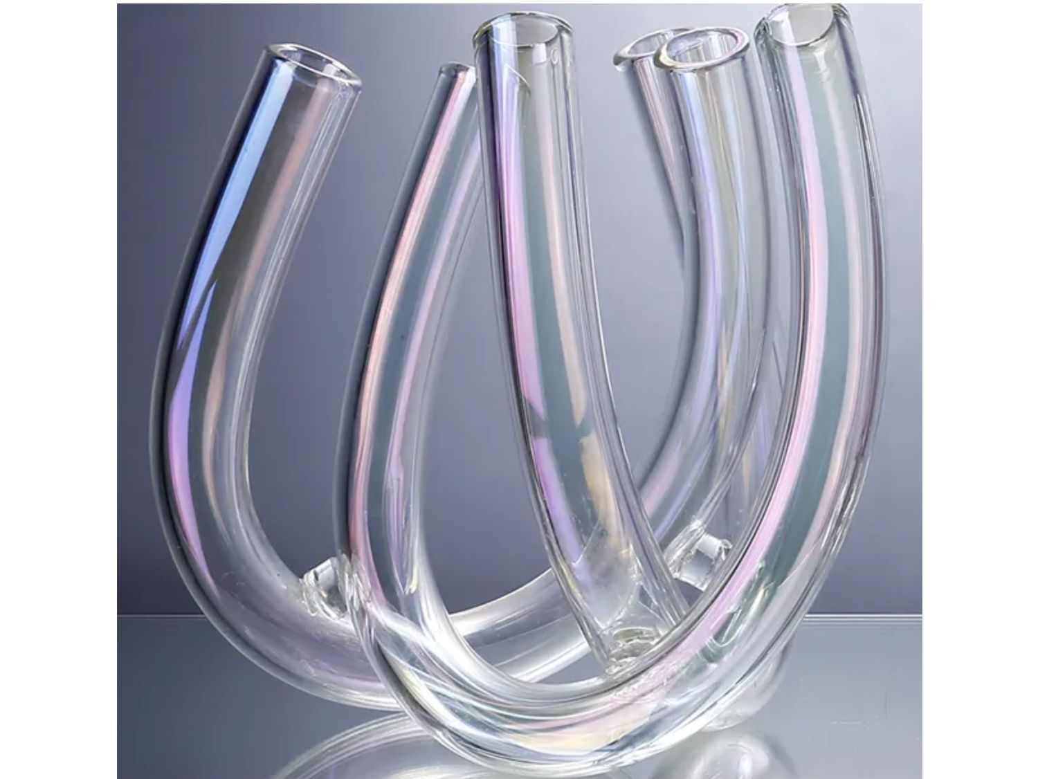 8.75”h x 8.25” x 8.25” GLASS MULTI BUDVASE