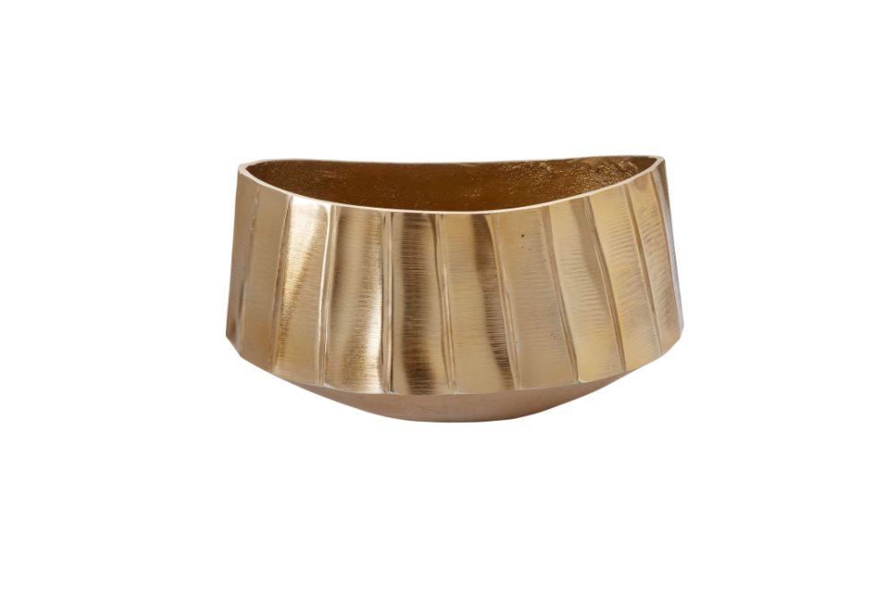 8”H X 10.5” X 7.25” GOLD METAL OVAL HELENA BOAT