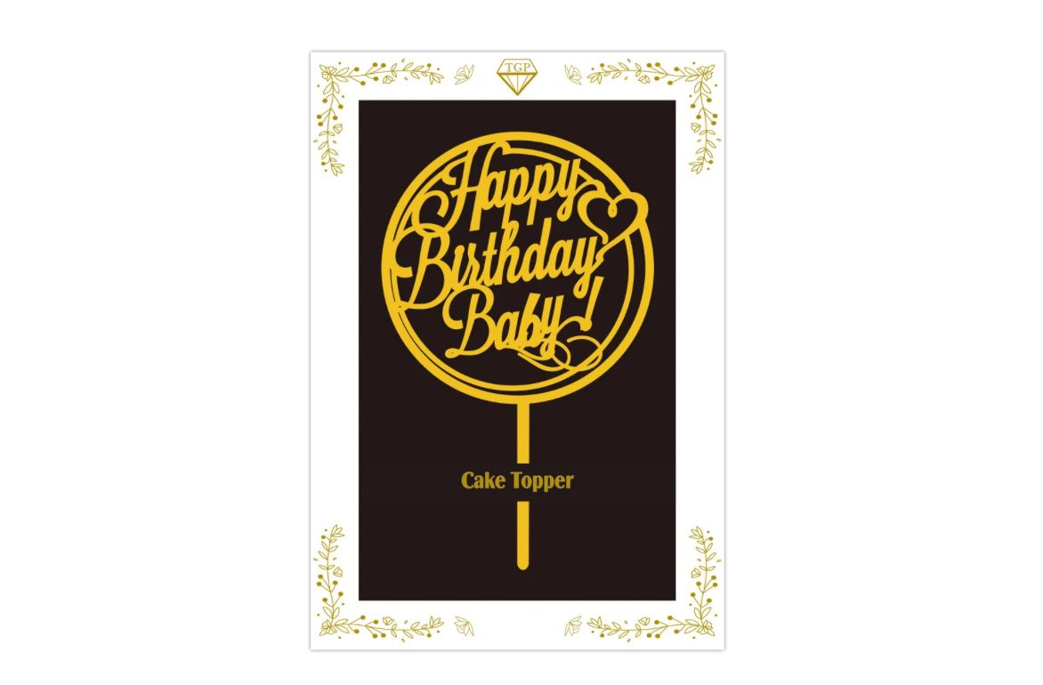 “HAPPY BIRTHDAY” GOLD CAKE TOPPER, NO DISCOUNT