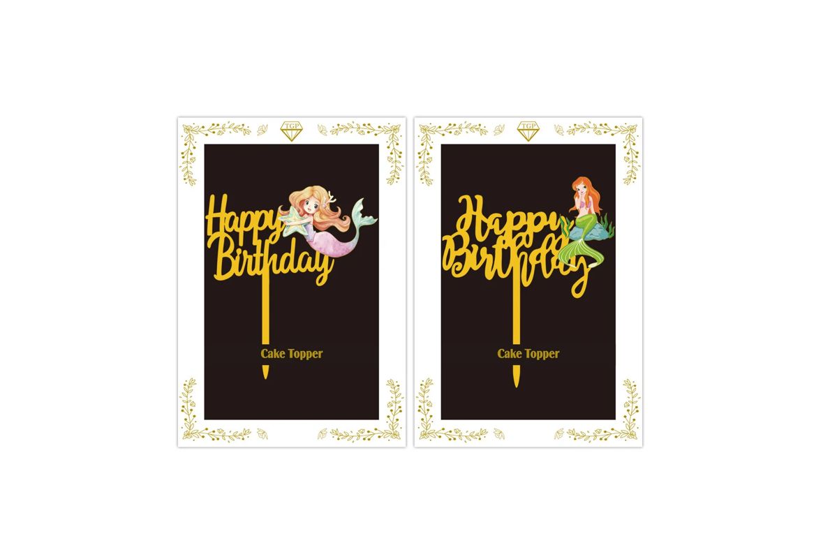 “HAPPY BIRTHDAY” MERMAID GOLD CAKE TOPPER