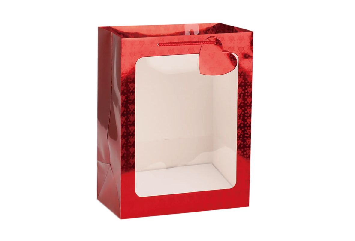 8” x 10.5” x 6” RED VALENTINE’S DAY BAG WITH HEART