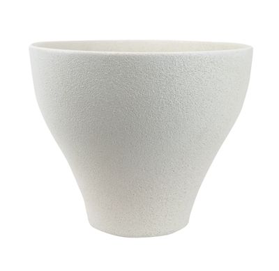 9”H X 11” ELLY WHITE CERAMIC TAPERED PLANTER