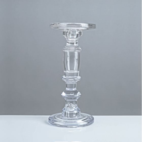 9.5”H X 4.5” CRYSTAL GLASS CANDLEHOLDER FOR PILLAR AND/OR TAPER