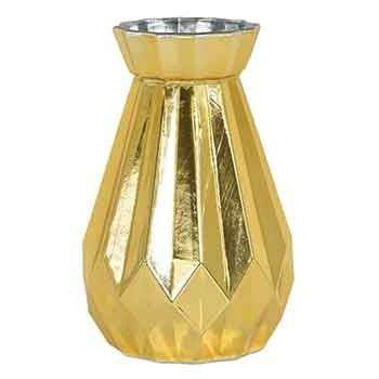 6”H X 2.5” GOLD GLASS GEO BUD VASE