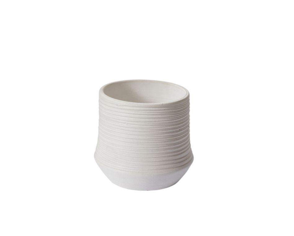 9”H X 9.5” WHITE CERAMIC VASE/POT OFFSHORE COLLECTION