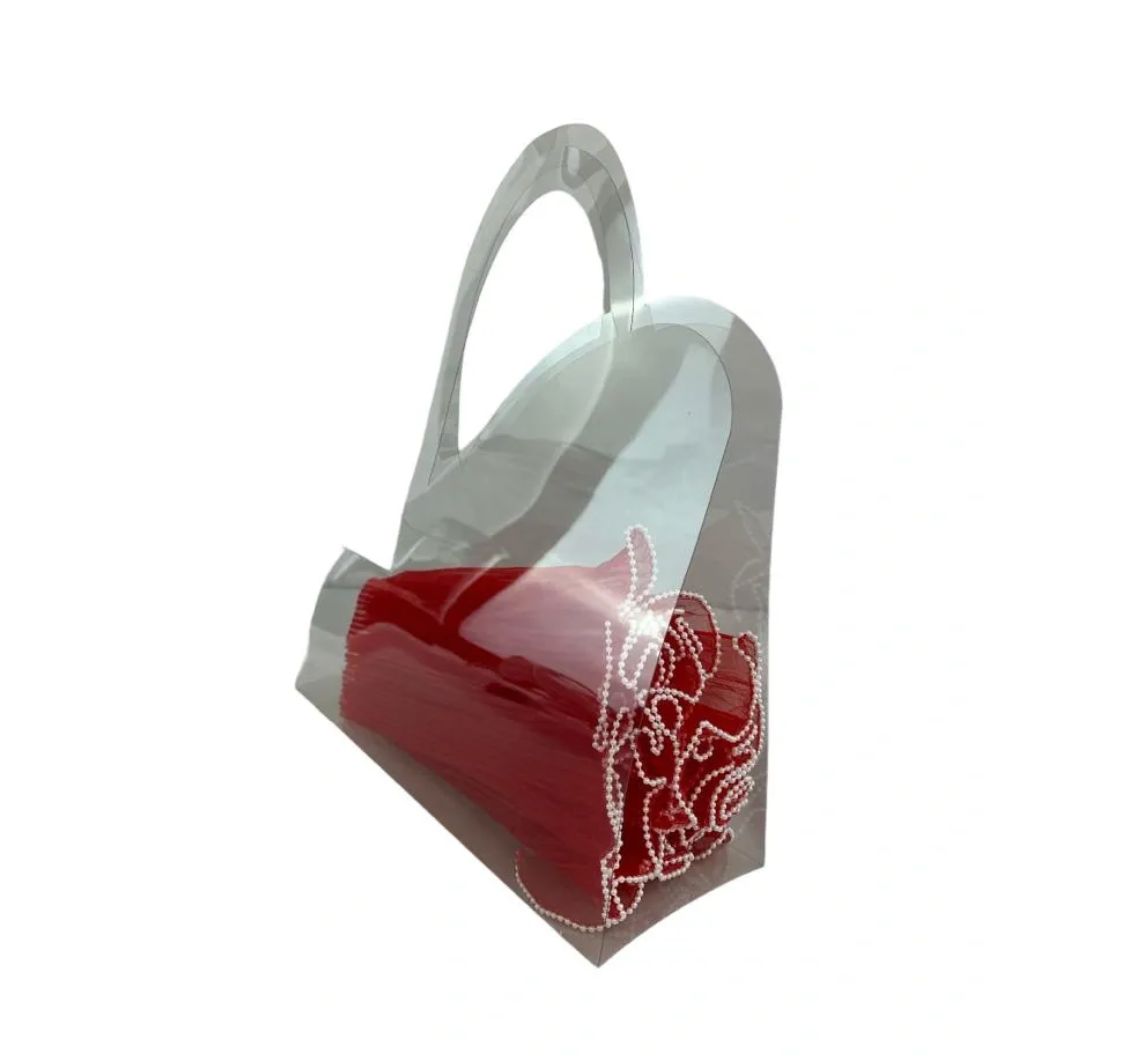 HEART SHAPED CLEAR BAG W HANDLE 16" nd