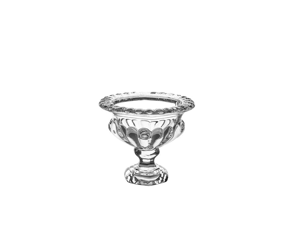 4”H X 5.5” THICK GLASS COMPOTE