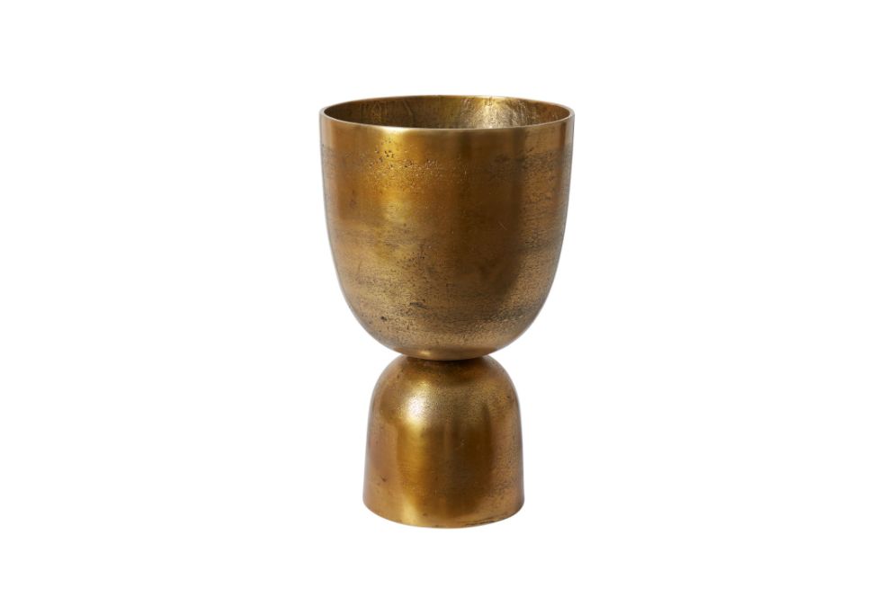 19”H X 12” GOLD METAL LUMOS FOOTED URN