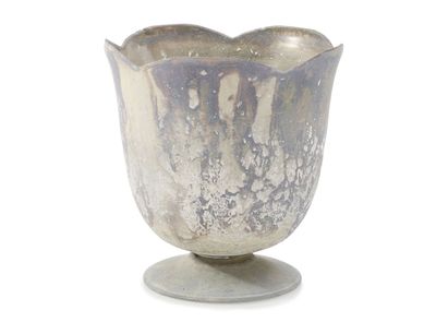 50% off was $15 now $7.50. 5”H X 4.75” WHITE MARBLE GLASS CHELSEA VASE