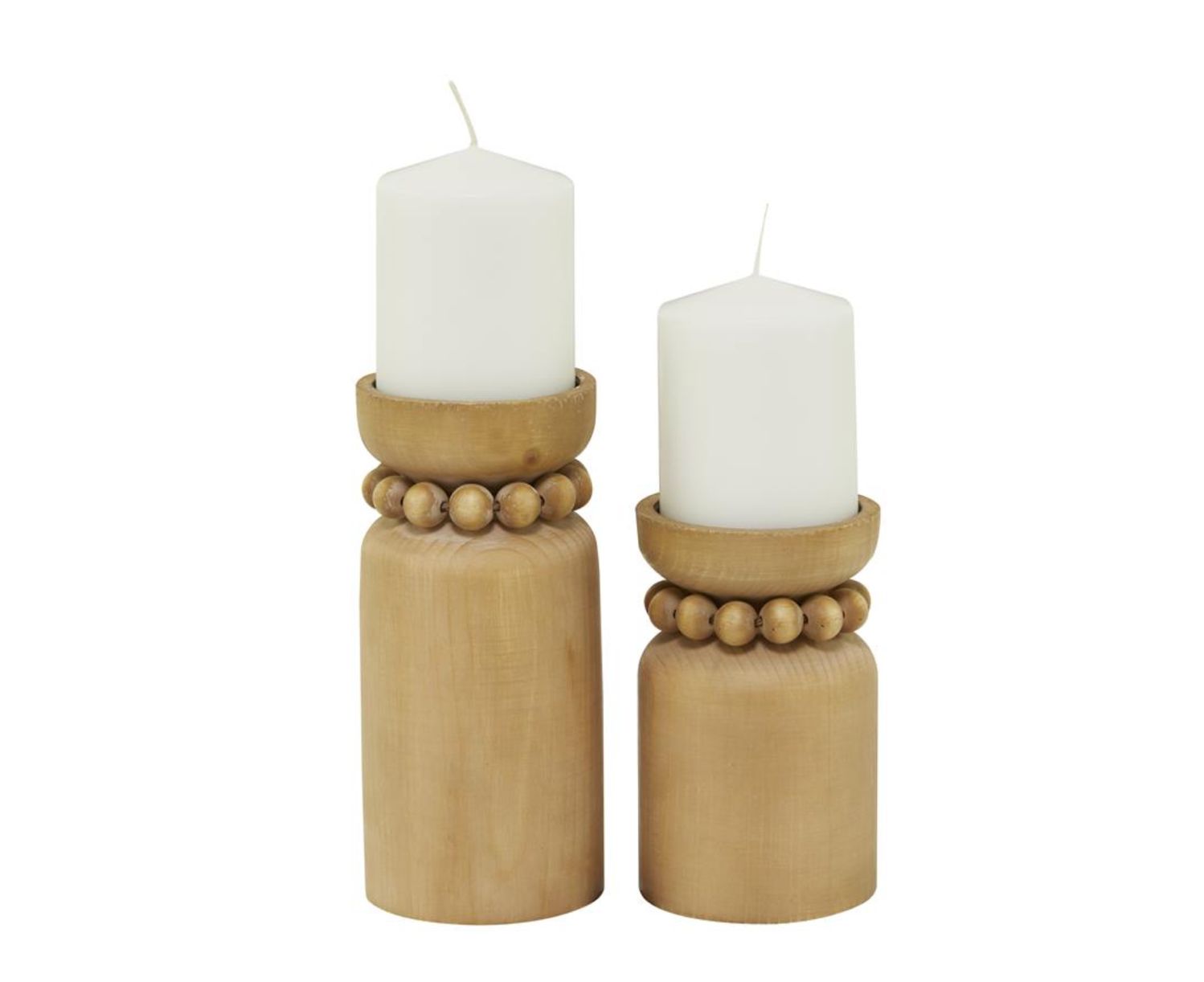 50% off was $40 now $20. 6.10”H, 8.10”H X 3.75” set of two BROWN WOOD BEADED PILLAR CANDLE HOLDER (SOLD BY THE SET)
