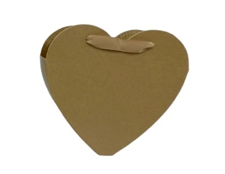 10.5" x 9.5" x 4" HEART BOX, NATURAL, LARGE 2 PCS.  N.D.