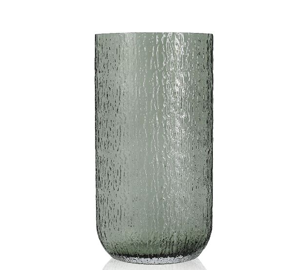 15.75”H X 8.1”L X 4.5”W SMOKY OVAL SCRATCH ETCH GLASS