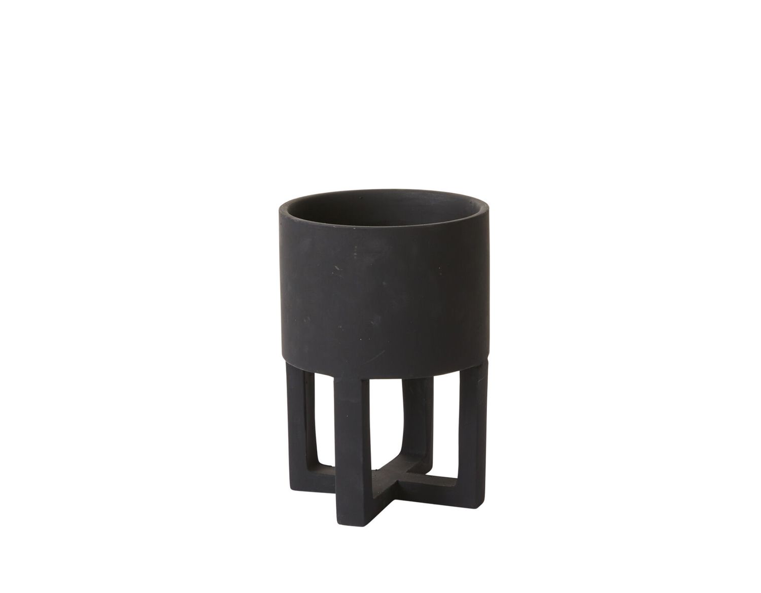 8.25”H X 5.25” BLACK CERAMIC SANTURCE FOOTED POT 50% off was $23 now $11.50